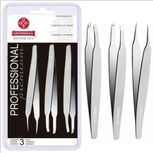 Kit com 3 Pinças Mundial - Professional Premium BC-394